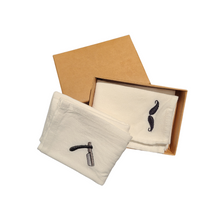 Load image into Gallery viewer, Pocket Handkerchief Set - Embroidered Moustache &amp; Razor (Set of 2)
