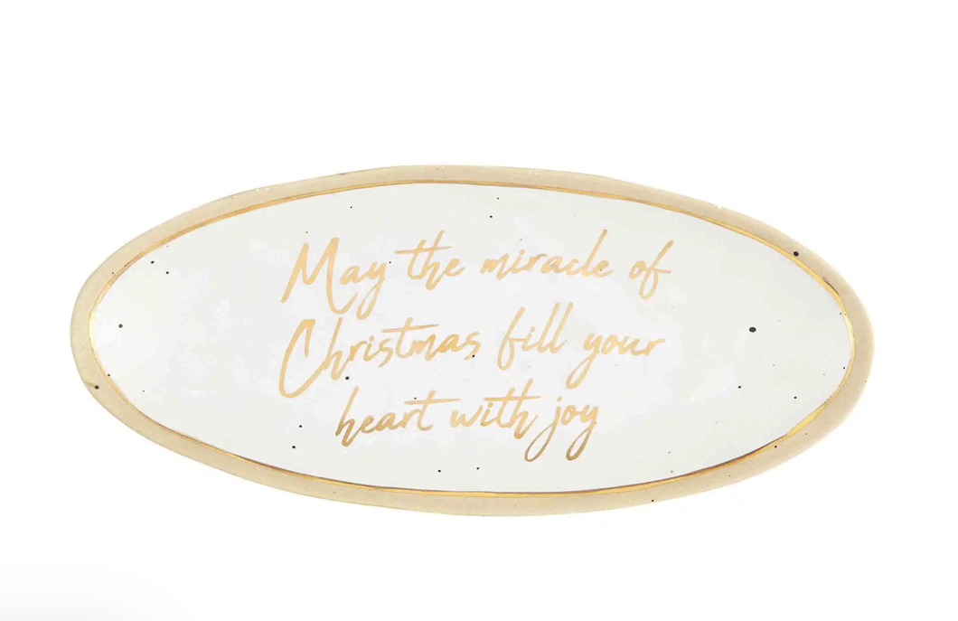 Holiday Kitchen - Mud Pie Stoneware Gold Serving Platter - 