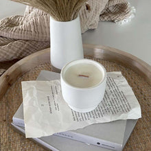 Load image into Gallery viewer, Candle - Jesmonite Jar White with Wood Wick - Asymmetrical - Honey Fig &amp; Ginger Scent
