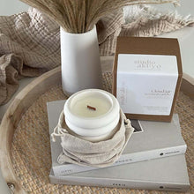 Load image into Gallery viewer, Candle - Jesmonite Jar White with Wood Wick - Cloud - Honey Fig &amp; Ginger Scent
