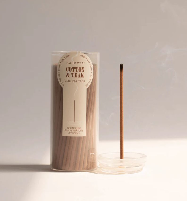 Incense - Glass Jar with Sticks and Lid Holder - Haze Cotton & Teak Scent