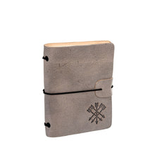 Load image into Gallery viewer, Notebook - Leather Sketchbook - Grey Embossed Arrows
