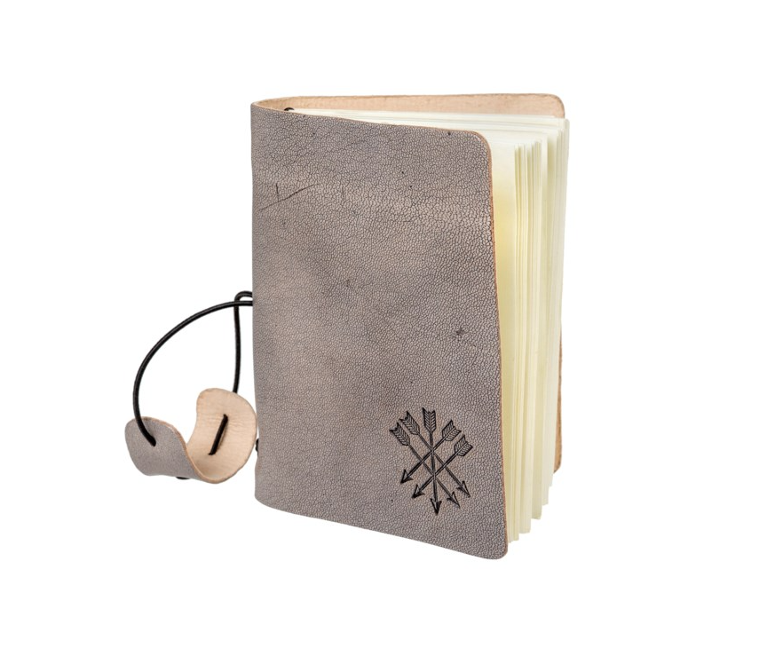 Notebook - Leather Sketchbook - Grey Embossed Arrows