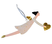 Load image into Gallery viewer, Holiday Ornaments - Hand Painted Resin Flying Angels with Hearts
