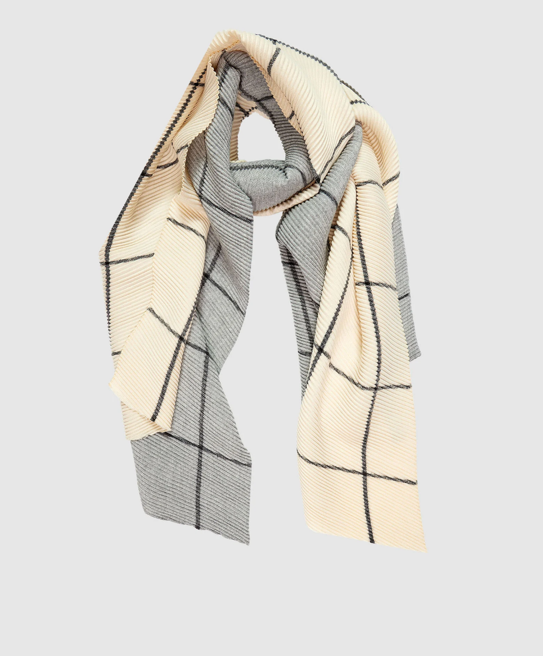 Scarf - Trans-Seasonal Pleated Reversible Priya Cream/Grey