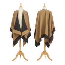Load image into Gallery viewer, Scarf - Reversible Wrap Contrasting Border Design - Black/Tan
