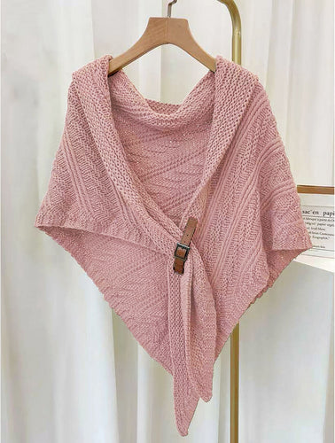 Knitted cape with buckle detailing can be worn as a scarf or as a cape. Made with premium material, super soft and breathable. Wear this fashionable piece to walk with elegance and confidence during the season.