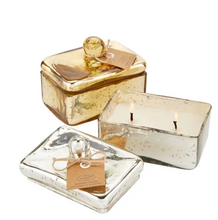 Load image into Gallery viewer, Holiday Decor - Candle - Mud Pie Mercury Glass Box with Lid - Gold - Frosted Fir Scent
