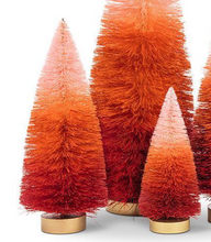 Load image into Gallery viewer, Holiday Decor - Bottle Brush Trees - Pink Ombre with Wood Base (Set of 2)
