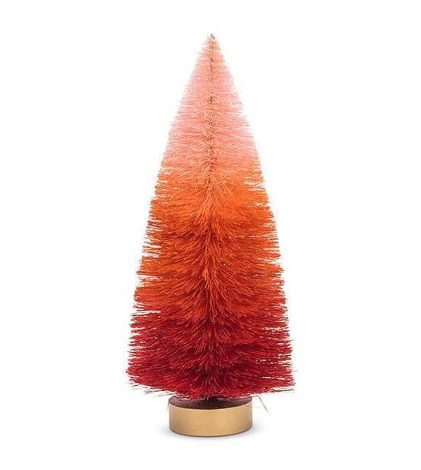 Holiday Decor - Bottle Brush Trees - Pink Ombre with Wood Base (Set of 2)