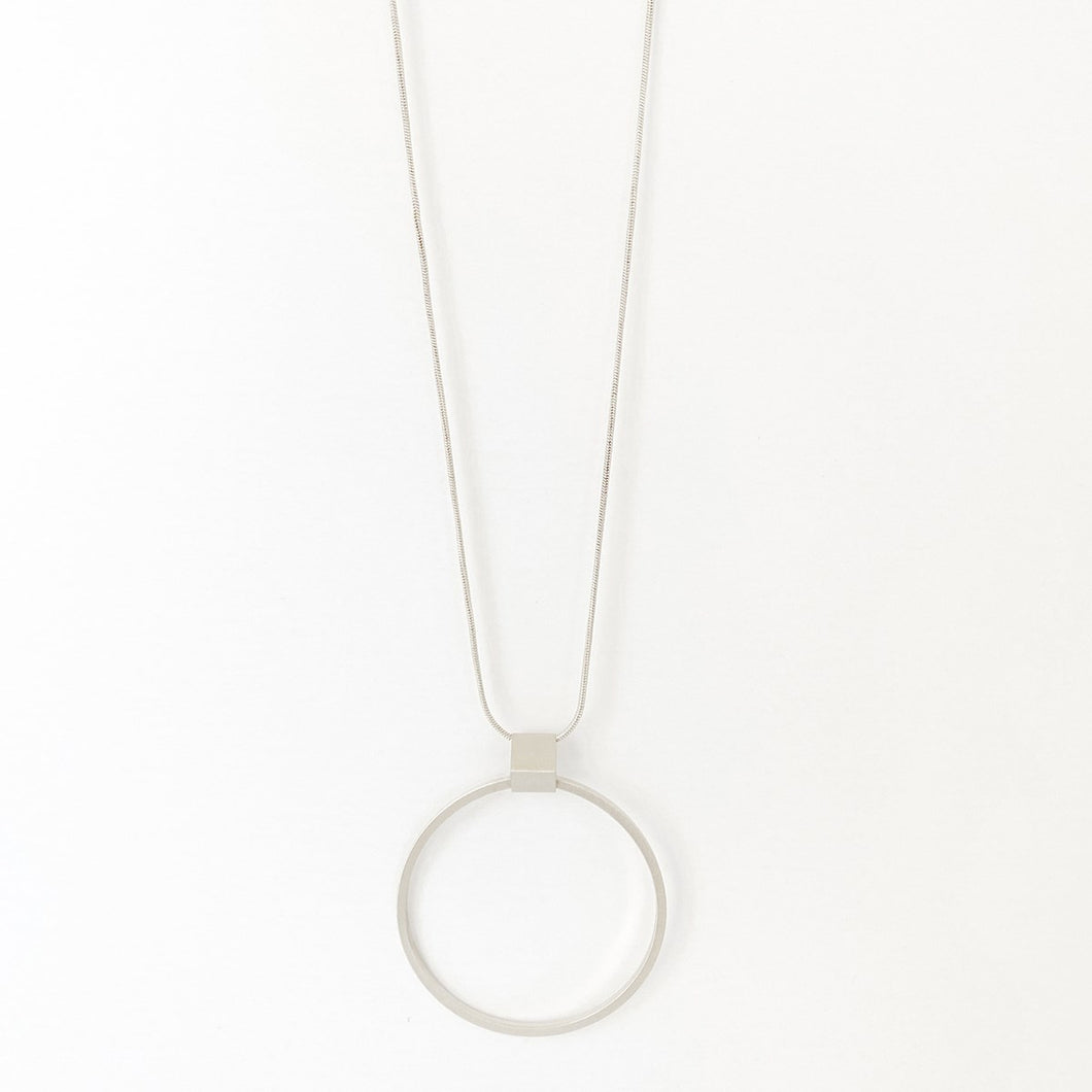 Sometimes simplicity is best.  This simple yet elegant brushed metal ring pendant necklace will definitely be your 