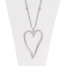 Load image into Gallery viewer, We are so in love with this beautiful big and shiny rose gold large heart pendant necklace. With its beaded adjustable cord, it&#39;s definitely an eye-catcher.  So versatile, it can be worn with any outfit for any occassion.  *Adjustable
