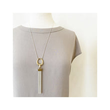 Load image into Gallery viewer, Necklace - Adjustable Silver Plated Long Chain with Gold Pendant and Metal Tassel
