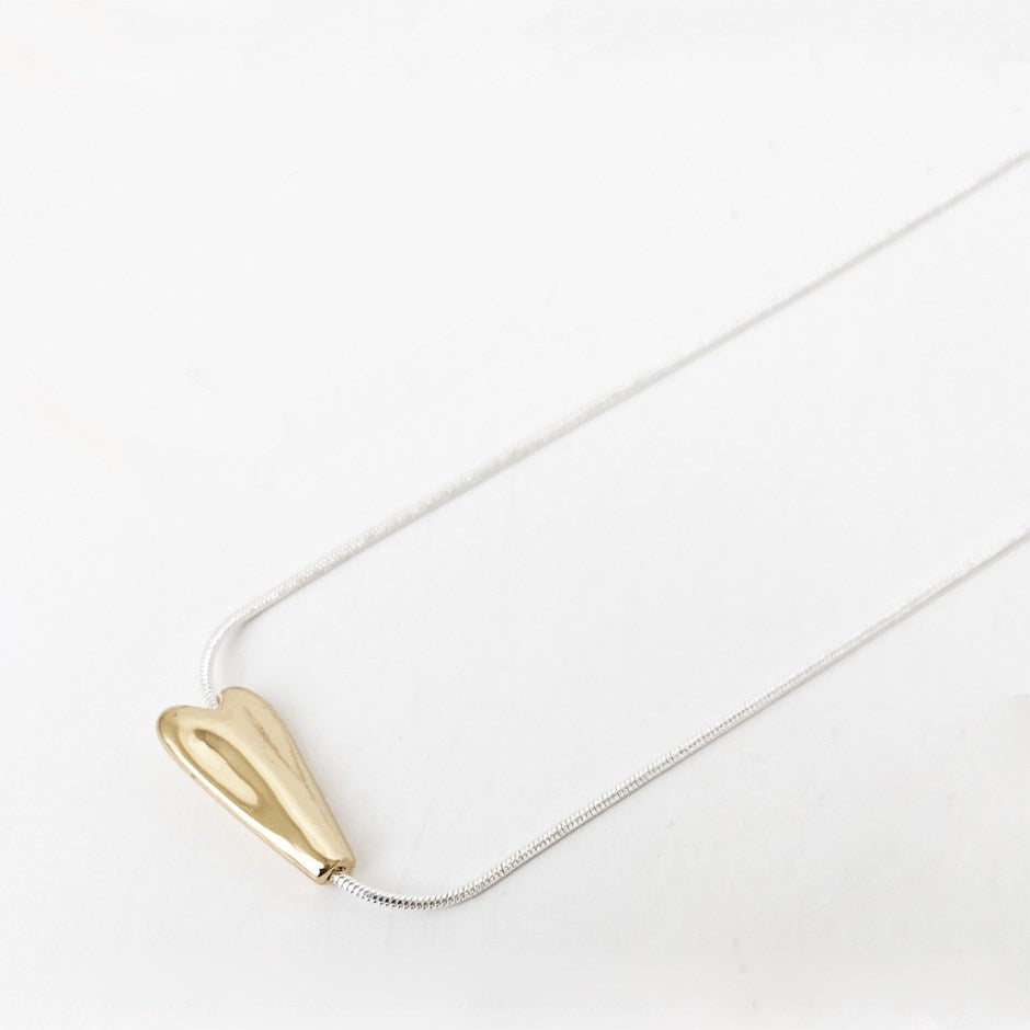 Necklace - Silver Chain with Gold Plated Small Heart Pendant