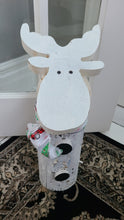 Load image into Gallery viewer, Holiday Decor - Large Handmade Cedar Log &amp; Recycled Wood Reindeer Door Stop
