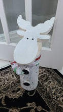 Load image into Gallery viewer, Holiday Decor - Large Handmade Cedar Log &amp; Recycled Wood Reindeer Door Stop
