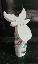 Load image into Gallery viewer, Holiday Decor - Large Handmade Cedar Log &amp; Recycled Wood Reindeer Door Stop
