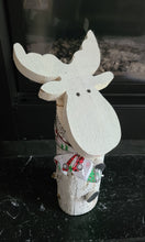 Load image into Gallery viewer, Holiday Door Stop - Wooden Moose Head Stump
