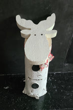 Load image into Gallery viewer, Holiday Decor - Large Handmade Cedar Log &amp; Recycled Wood Reindeer Door Stop
