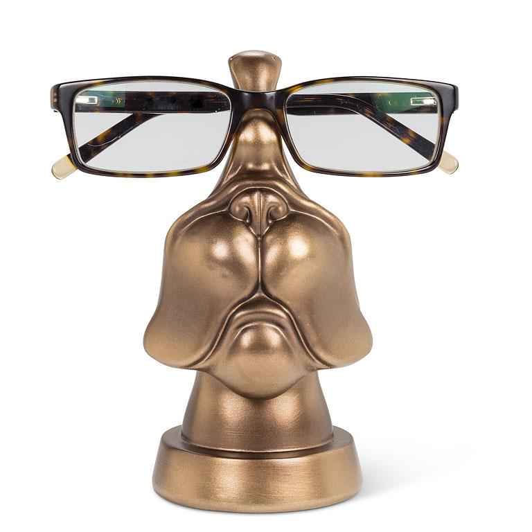 Eyeglass Holder - Resin Bronze Dog Face