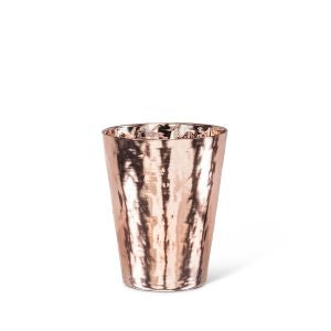 Serve your favourite cocktail or mixed drink in style with this dazzling hammer finish tumbler. Crafted from hand-blown glass and copper-plated, this tumbler’s unique finish makes it as distinctive as it is elegant and stylish.  For that Perfect Moscow Mule drink. Create the perfect Birthday, Hostess, Father's Day, Wedding or Just Because gift with a pair of these tumblers. Size:  4