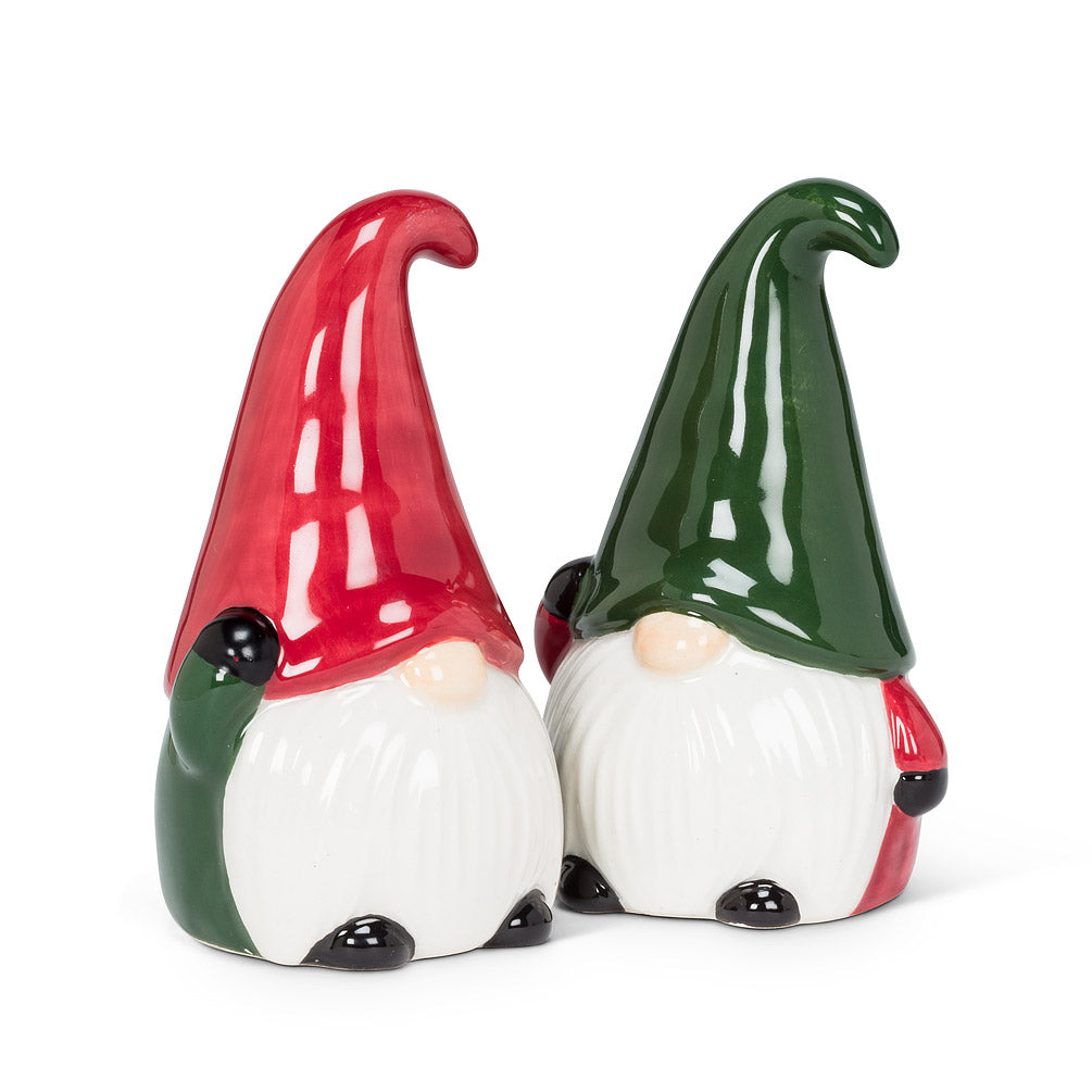 Holiday Kitchen - Salt & Pepper Ceramic Shakers - Winter Gnomes