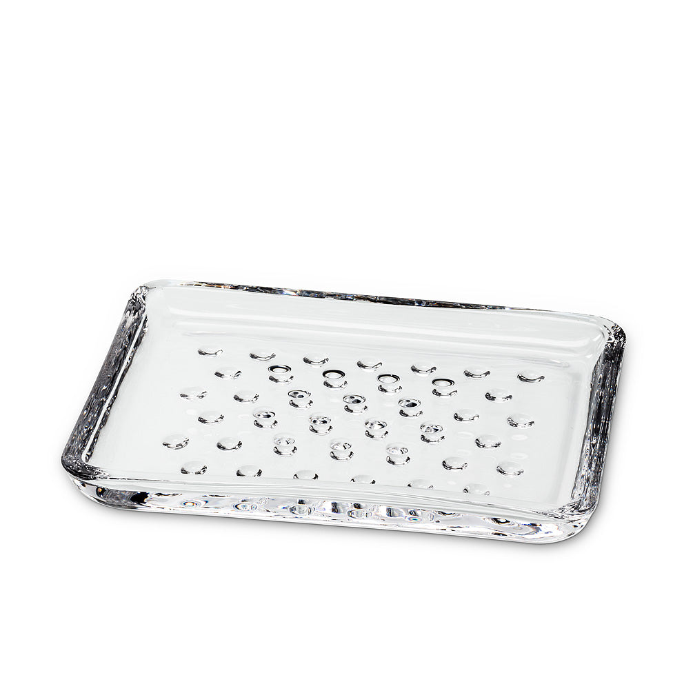Soap Dish - Rectangular Dotted Clear Glass