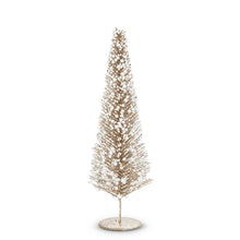Load image into Gallery viewer, Create a winter wonderland on your mantel, sideboard or dining room table with these charming bottle brush Christmas trees. Crafted from sisal fiber sprayed with festive glitter and sprinkled with a dust of snow on their branches. Medium:  16&quot;H 
