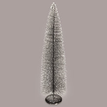 Load image into Gallery viewer, Create a winter wonderland on your mantel, sideboard or dining room table with these charming bottle brush Christmas trees in on-trend hues. Crafted from sisal fiber sprayed with festive glitter and perched on metal stands. Colour: Dark Grey. Extra Large  24&quot;H 
