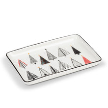 Load image into Gallery viewer, Holiday Decor - Trinket Plate - Stoneware Small Urban Trees
