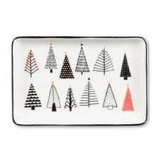 Load image into Gallery viewer, Holiday Decor - Trinket Plate - Stoneware Small Urban Trees
