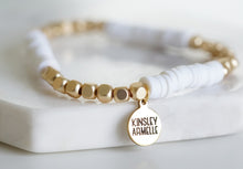 Load image into Gallery viewer, The Ashen Livia Beaded Bracelet offers a fun twist on a traditional design. Soft, elegant features are neutral enough that make the bracelets perfect for any and all occasions. It is stunning enough to be worn alone, but it also makes an excellent complement to the Lennox Stack.  Exclusively from Kinsley Armelle.  Details:  Style: Beaded Material: Clay and Metal Size: 6.5 - 8 Inch Circumference
