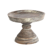 Load image into Gallery viewer, Rustic wooden pedestal bowls make a great addition to any countertop or side table for your decorative displays.  Add candles, greenery, prayer beads, etc., or use it as a vessel for placing glasses, keys, etc. Anything goes.  You will get a lot of compliments.  Dimensions: 7D 6.25H
