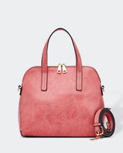 Load image into Gallery viewer, This gorgeous Lizard Pink Candice Handbag is a classic style, with an eyecatching colour. Beautiful and easy to carry and sits perfectly when placed down.  A stunning design makes this perfectly sized handbag a must have!  Features:  1 x Phone Pocket 1 Zip Pocket 1 Flat Pocket Internal lining: Black/White Stripe Lining Strap Height: 13cm Extension strap: 110cm Adjustable Detachable Closure: Secure Zip Material: Vegan Leather  Hardware: Light Gold  Dimensions: W28 x H24.5 x D11cm
