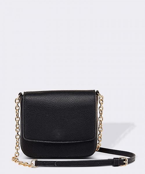 The Gemma Bag is an eye catching bag with it's structured body and chain feature.   A striking outfit addition that will carry your essentials on a special night out.    Features:  1 Zip Pockets 1 Card Slot Internal lining - Black/White Stripe Strap: Chain Feature Closure: Magnetic Clasp Material: Vegan Leather  Hardware: Light Gold  Dimensions: W18 x H16.5 x D6 cm
