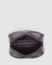 Load image into Gallery viewer, The Sinatra Men’s Toiletry Case is a great men’s travel accessory. Designed to fit just the essentials, his toiletries will be organized, and compact with this travel cases’ four elasticated slip pockets and mesh zip pocket.2 Colours to choose from: Black Tan Pair it with the Gilbert Toiletry Case for a set that has him covered! Features: 4 Elastic Slip Pockets 1 Mesh Zip Pocket Lining: Nylon Closure: Secure Zip Material: Vegan Leather Hardware: Gun Metal W22 x H14 x D5cm. Shown: Inside Bag
