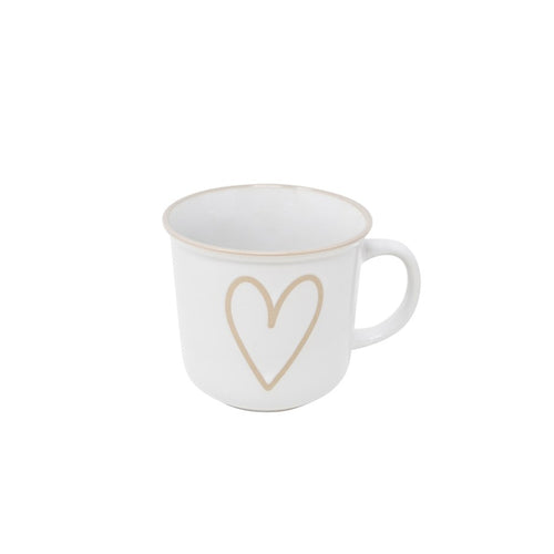 How adorable is this heart mug?  A beautiful way to show your love.  Perfect for coffee or tea with your friends, or brunch with your favourite lady!  Pair them with our teas, teapots or coasters for a great Birthday, Mother's Day, Hostess or Just Because gift.  Material:  Ceramic  Capacity:  14oz  Colour:  White