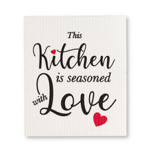 Load image into Gallery viewer, Amazing Swedish Dishcloth Set - Biodegradable &amp; Eco-Friendly Inscribed &quot;This Kitchen is Seasoned with Love&quot; (Set of 2)
