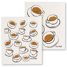 Load image into Gallery viewer, Amazing Swedish Dishcloth Set - Biodegradable &amp; Eco-Friendly Inscribed with Tea Cups (Set of 2)
