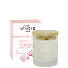 Load image into Gallery viewer, The Aroma Love scented candle instantly gives a warm and intimate feel to any room. Its soft and subdued light, as well as its atypical olfactory composition, make it a unique perfume object. Let yourself be carried away by this stunning scent! Product Details: 100% natural botanical and vegan wax (soy), without GMOs, Green and sustainable artisanal manufacturing Fragrances created by French master perfumers, Patented molecule to neutralize bad odors Intense perfuming for up to 35 hours 180 grams
