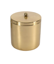 Load image into Gallery viewer, This beautiful and bright brass plated steel canister is the perfect home accessory.  Store your jewelery or little knick knacks in any room of the house.  Get creative and use them in the kitchen to store your favourite spices and baking goods.  They will definitely be your go to piece.  Size:  4&quot; x 5&quot;  Material: Brass Plated
