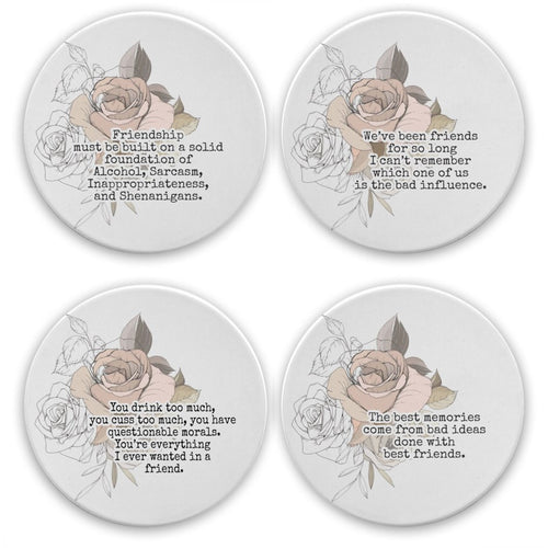 Galentines Coasters . Set of 4 coasters each with a different Authentic Quote: 
