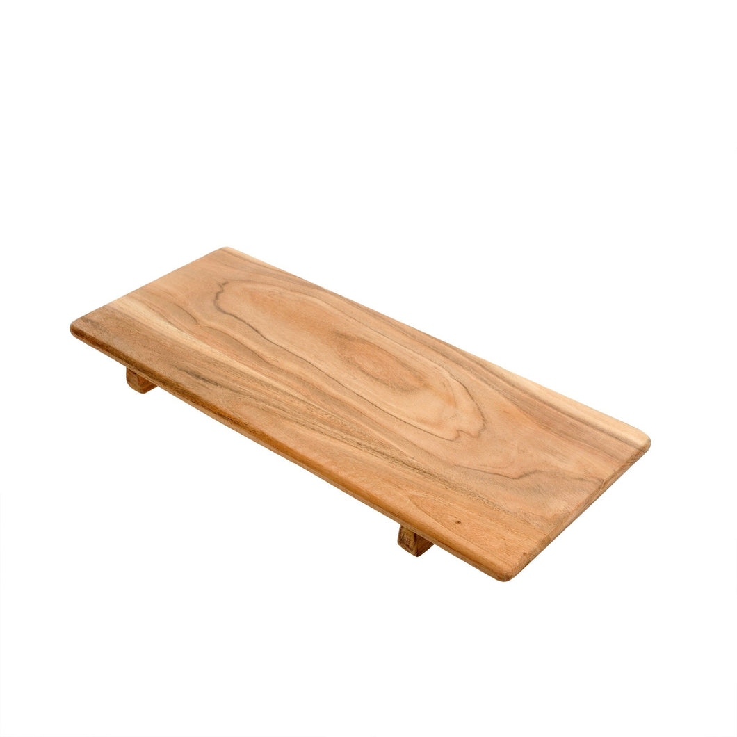 Serve your guests in style with this Footed Chef's Board. Handmade from acacia wood, it is the perfect palette for your charcuterie creations. Makes a great hostess, bridal shower or seasonal gift. Size: 10