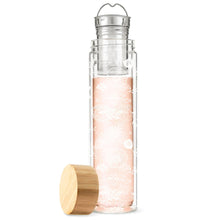 Load image into Gallery viewer, Take tea time anywhere with this chic portable infusing glass bottle. This double-walled 16 oz. botte keeps drinks at the perfect temperature while staying cool to the touch.  It includes a detachable strainer and infuser for loose-leaf tea.  Material:  Double-walled borosilicate glass, stainless steel, bamboo, &amp; silicone Capacity: Holds 16 oz Care: Handwash only   Includes: Detachable infuser Infuse tea on-the-go Exterior wall stays cool to the touch and keeps contents hot or cold longer
