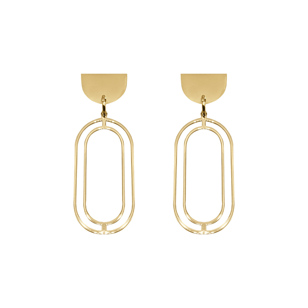 The Olivia Goddess Earrings in gold derives it's roots from royalty. These elegant drop earring demand attention when being worn; be sure this will impress those around you!  Exclusively from Kinsley Armelle.  Details:  18K Yellow Gold Ion Plated Stainless Steel 2 Inches Length x 0.75 Inches Width