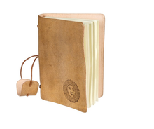 Load image into Gallery viewer, Made for notes-on-the-go. This pretty and personal Leather Notebook fits any bag.  Filled with with replenishable unlined art paper to keep yourself organized.  Great for recipes, to-do lists, work details, or just doodles and daily thoughts.  Perfect as an Inspirational Journal for yourself or someone who loves to put their thoughts to paper.  2 Colours to choose from:  Tan Grey Materials:  Leather Paper:  Crafted from coloured genuine leather, Dimensions: 6.5&quot;H x 4.5&quot;W x 1&quot;D Shown: Tan
