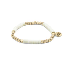 Load image into Gallery viewer, The Ashen Livia Beaded Bracelet offers a fun twist on a traditional design. Soft, elegant features are neutral enough that make the bracelets perfect for any and all occasions. It is stunning enough to be worn alone, but it also makes an excellent complement to the Lennox Stack.  Exclusively from Kinsley Armelle.  Details:  Style: Beaded Material: Clay and Metal Size: 6.5 - 8 Inch Circumference
