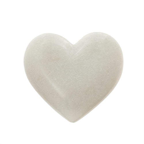 This hand carved white marble heart is also a wonderful reminder to celebrate love, and is believed to have strong metaphysical qualities of grounding, calming and balancing.  What a better way to make a statement in your home then to showcase this beautiful art piece and give off powers of serenity.  Materials: Marble  Dimensions: 3