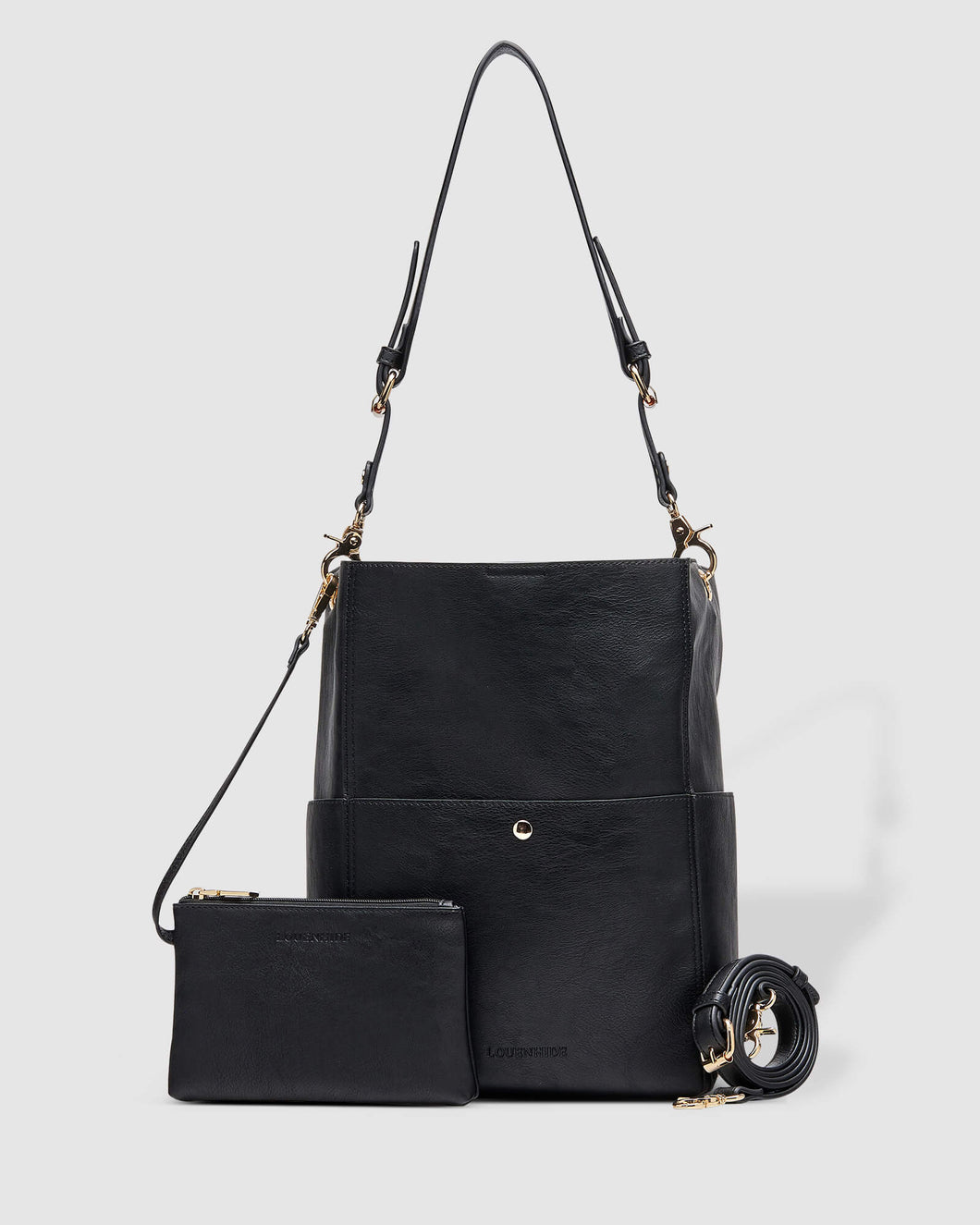 Handbag - Vegan Leather with Removable Internal Bag - Margie Bucket Bag Black