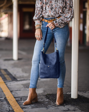 Load image into Gallery viewer, Handbag- Vegan Leather with Removable Internal Bag - Margie Bucket Bag Steel Blue
